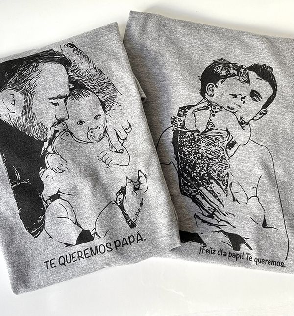 Camisetas personalizadas con tu foto dibujada para padre e hijo